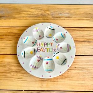 Beautiful 10” Deviled Egg Platter Easter Holds 9 Finished Eggs